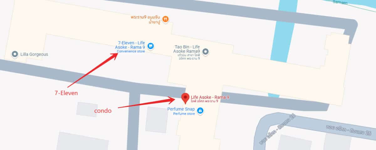 Bangkok condo on Google Maps