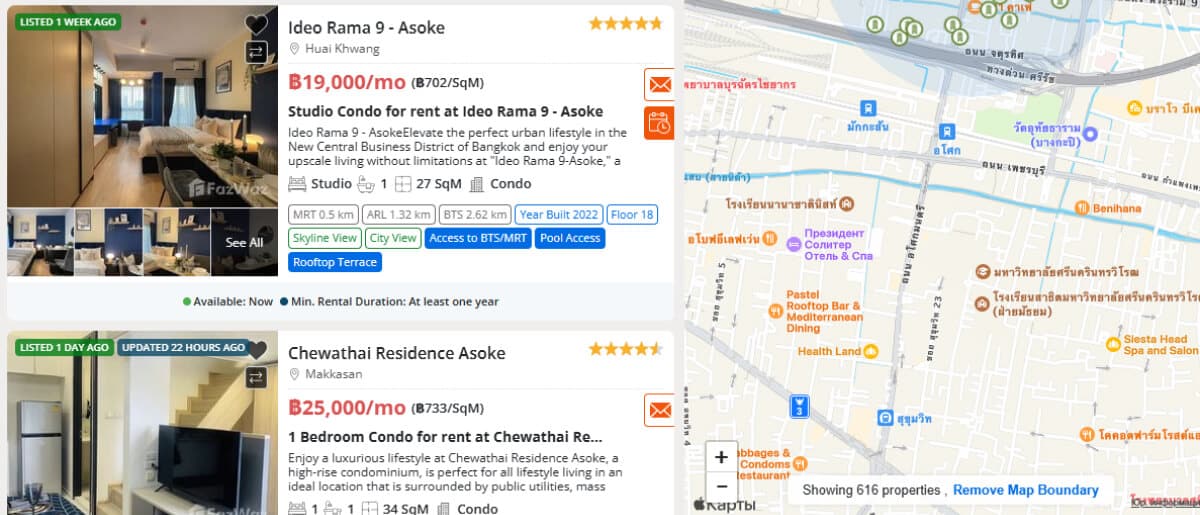 Bangkok condo search on Fazwaz