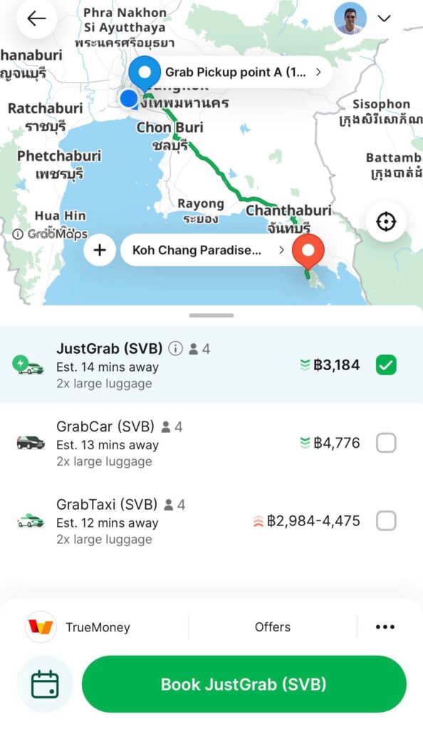 Taxi from Bangkok to Koh Chang