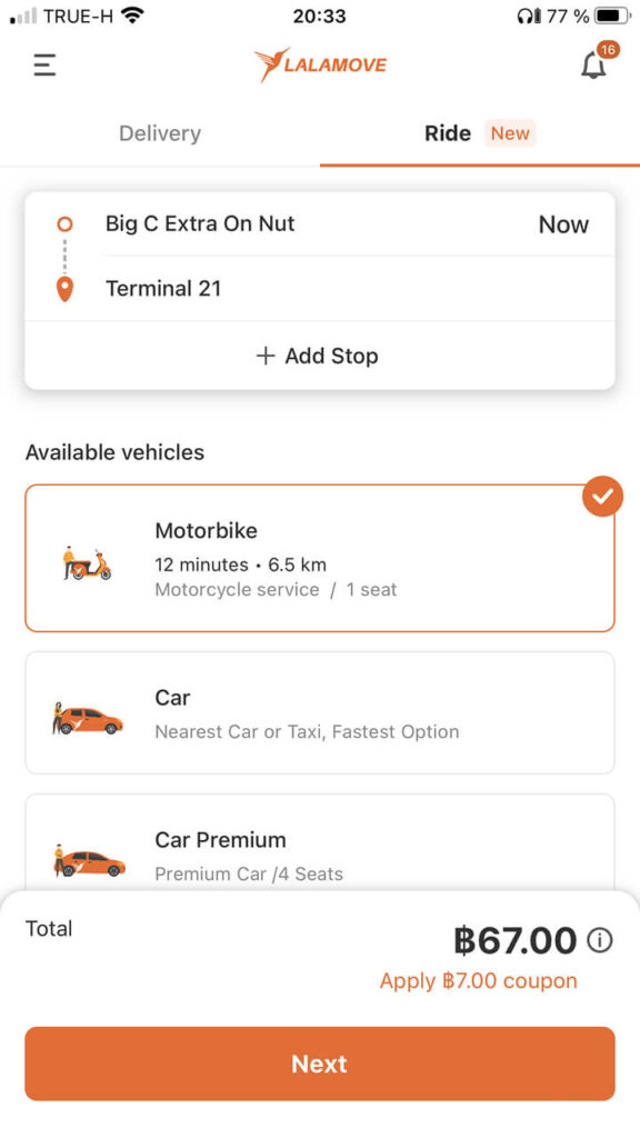 Lalamove taxi app