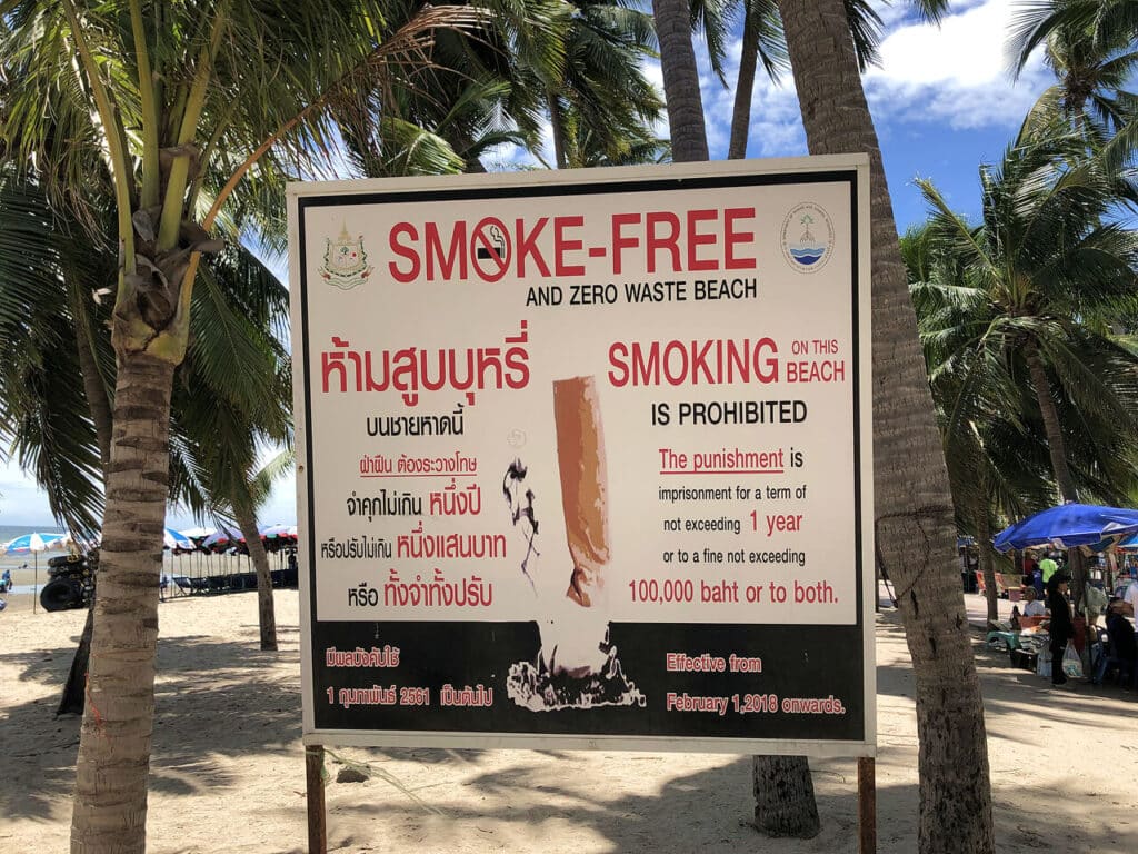 Smoking is prohibited at Bang Saen beach