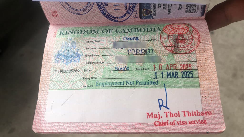 How Cambodian Visa looks like