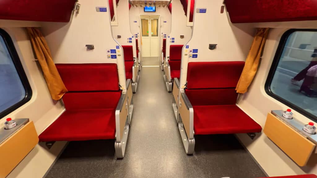 Second class sleeper carriage on Special Express CNR train in Thailand