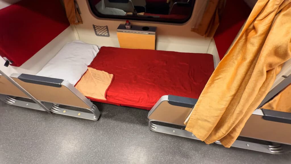 Sleeping berth in second class on Special Express CNR train in Thailand