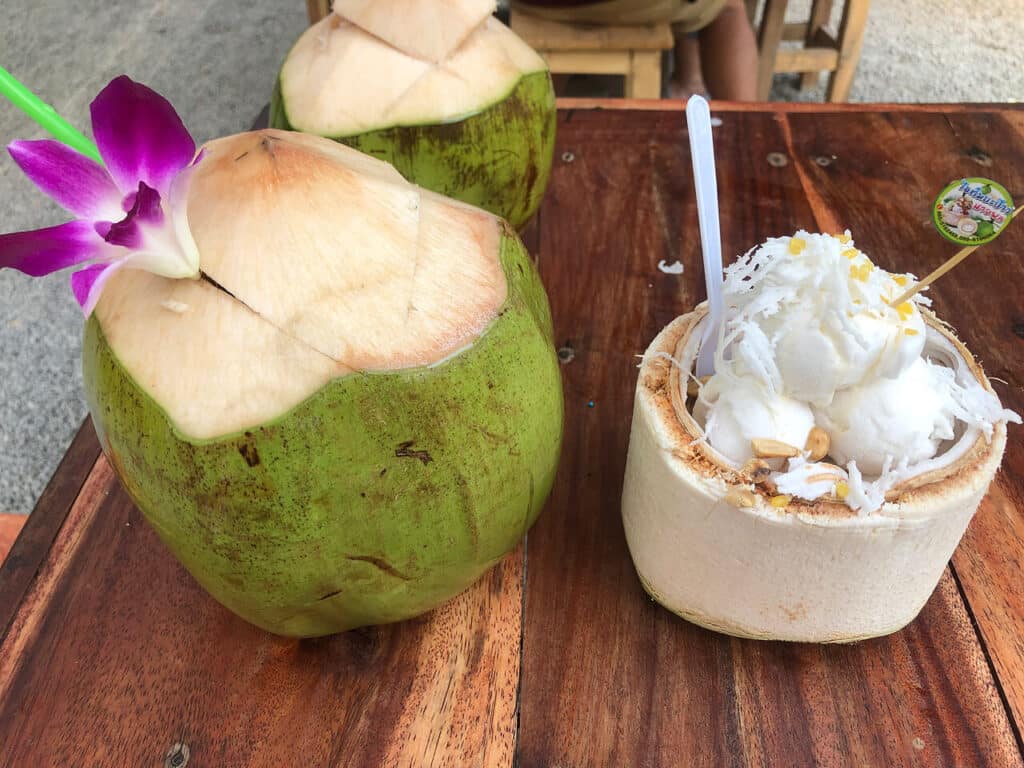 Coconut Ice Cream at Coconum Market in Chiang Mai