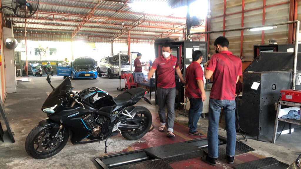 Motorbike inspection during registration in Thailand