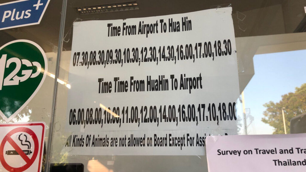 Bangkok (Suvarnabhumi) to Hua Hin Bus Schedule: