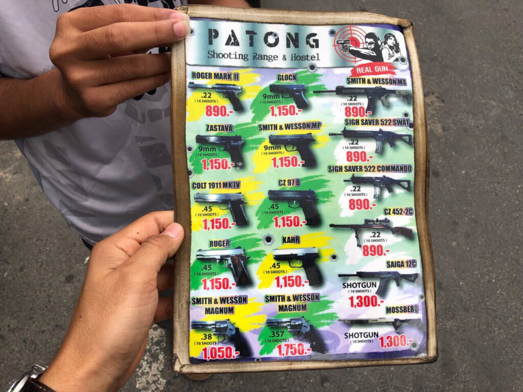 Prices for shooting a real gun on Bangla Road