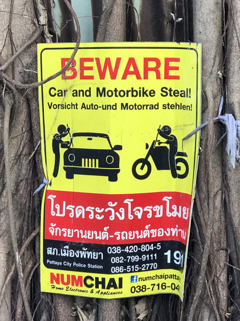 Wong Amat Beach Parking Warning