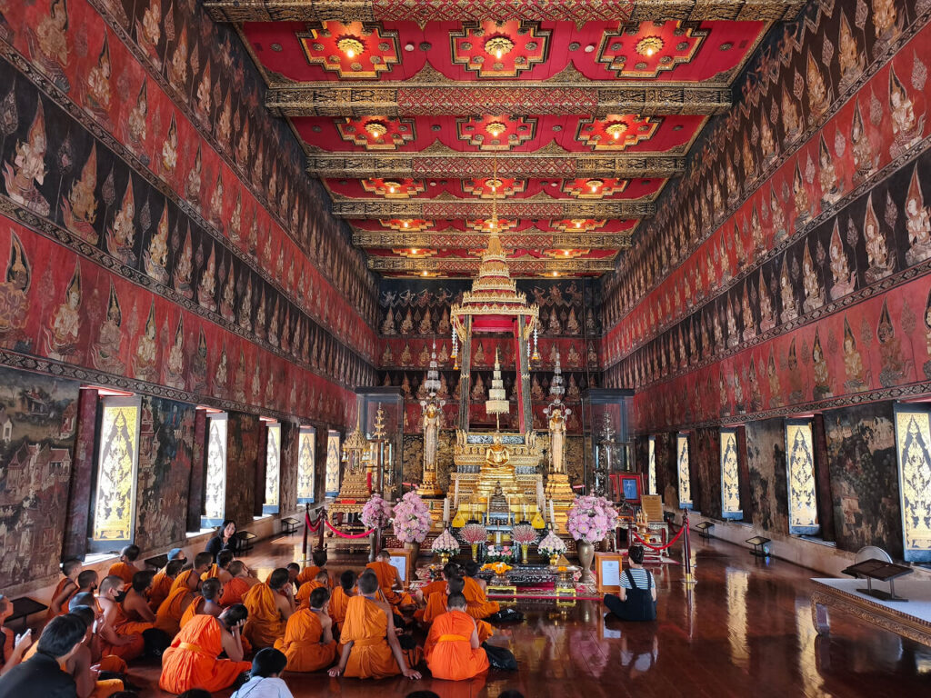 Murals on the walls of Buddhaisawan Chapel at the National Museum in Bangkok