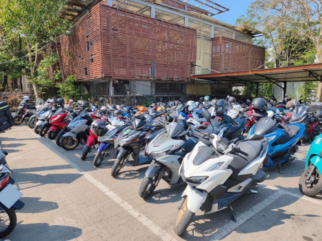 Motorbike parking at Queen Sirikit Park