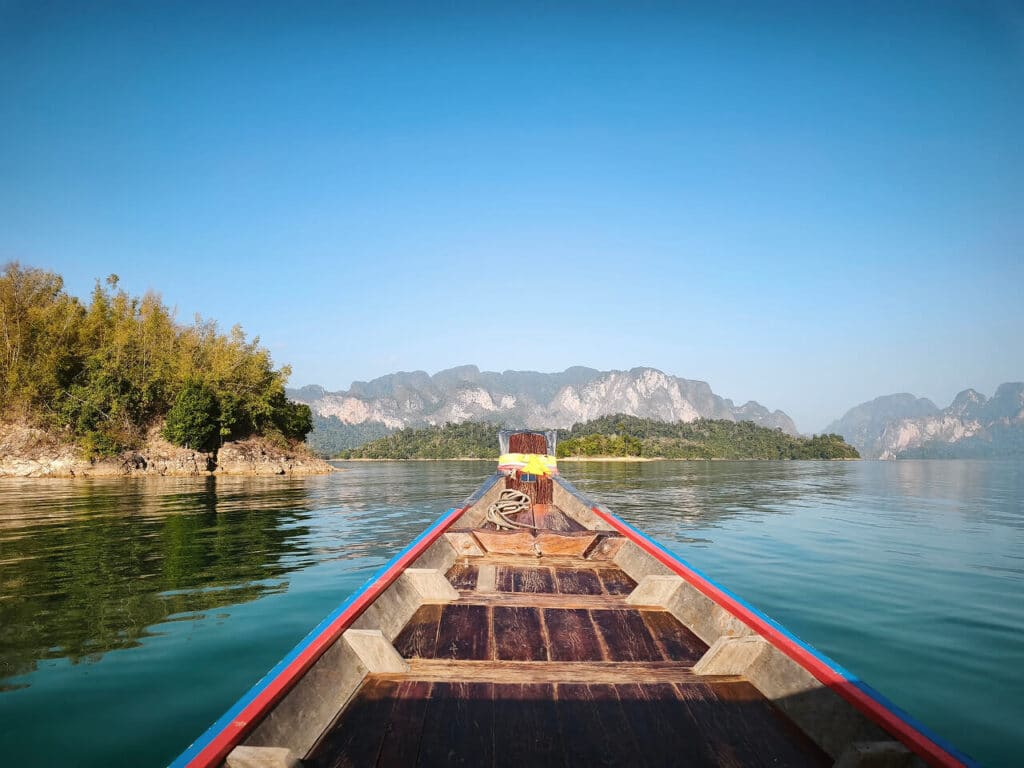 Boat tour on Cheow Lan Lake in Khao Sok National Park