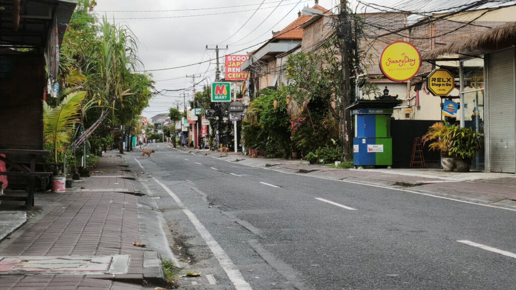 Empty street in Canggu during Nyepi