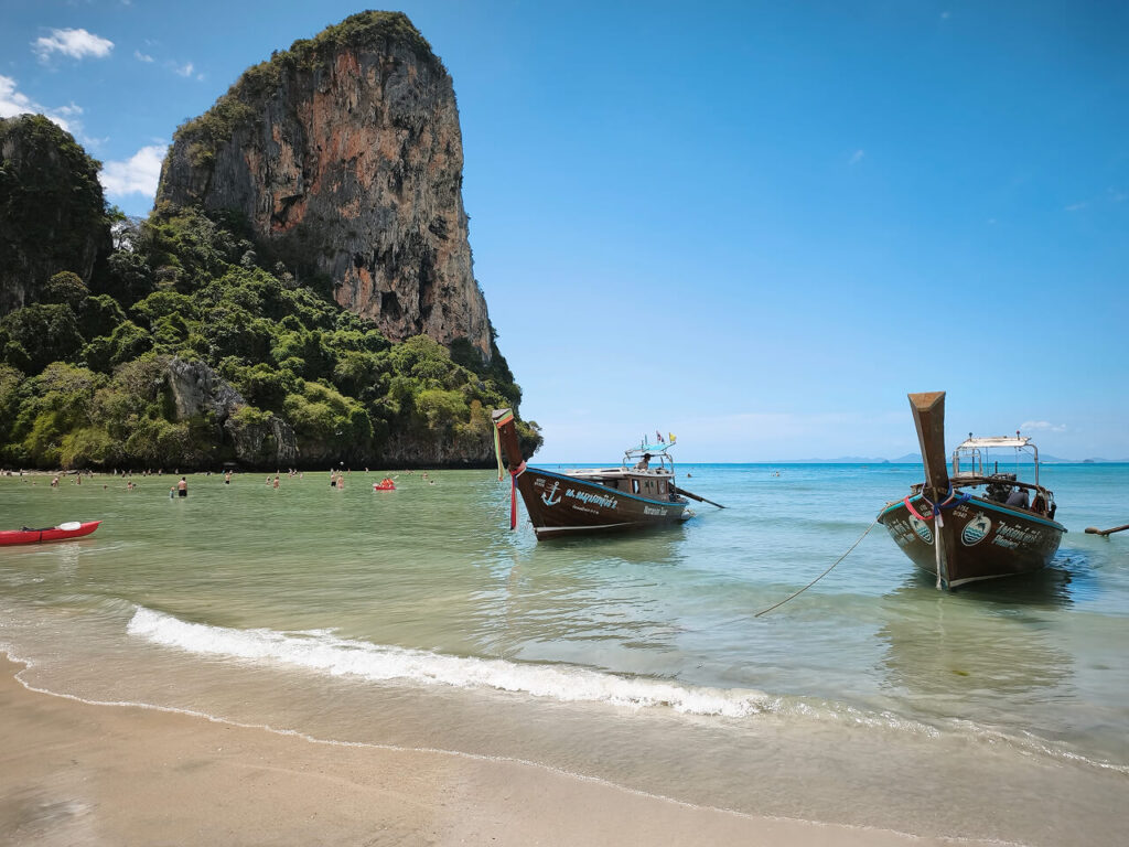 Longtail boats that take you to Railay Beach