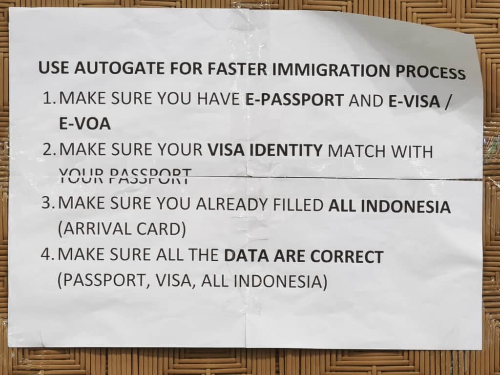 Requirements for using auto-gates at Bali airport