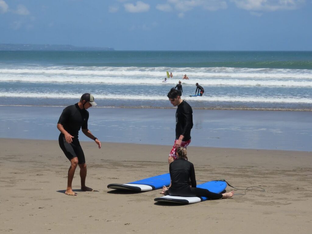 Surf lesson in Bali on Kuta beach