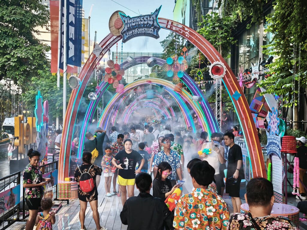 Songkran celebration in Bangkok near Emsphere