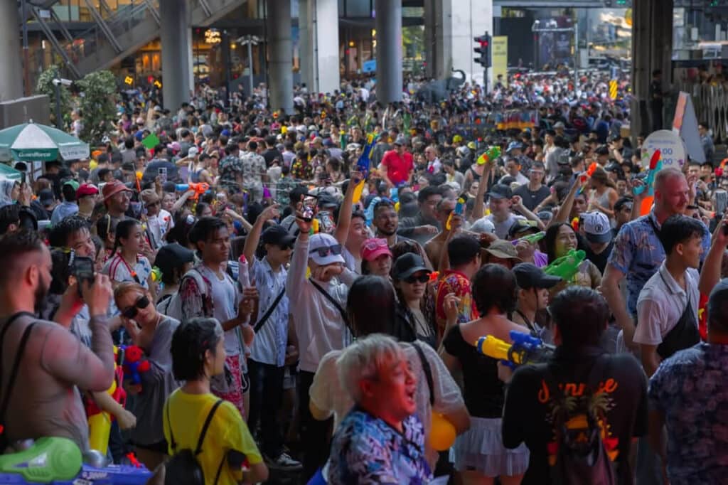 Bangkok streets are full of people during Songkran