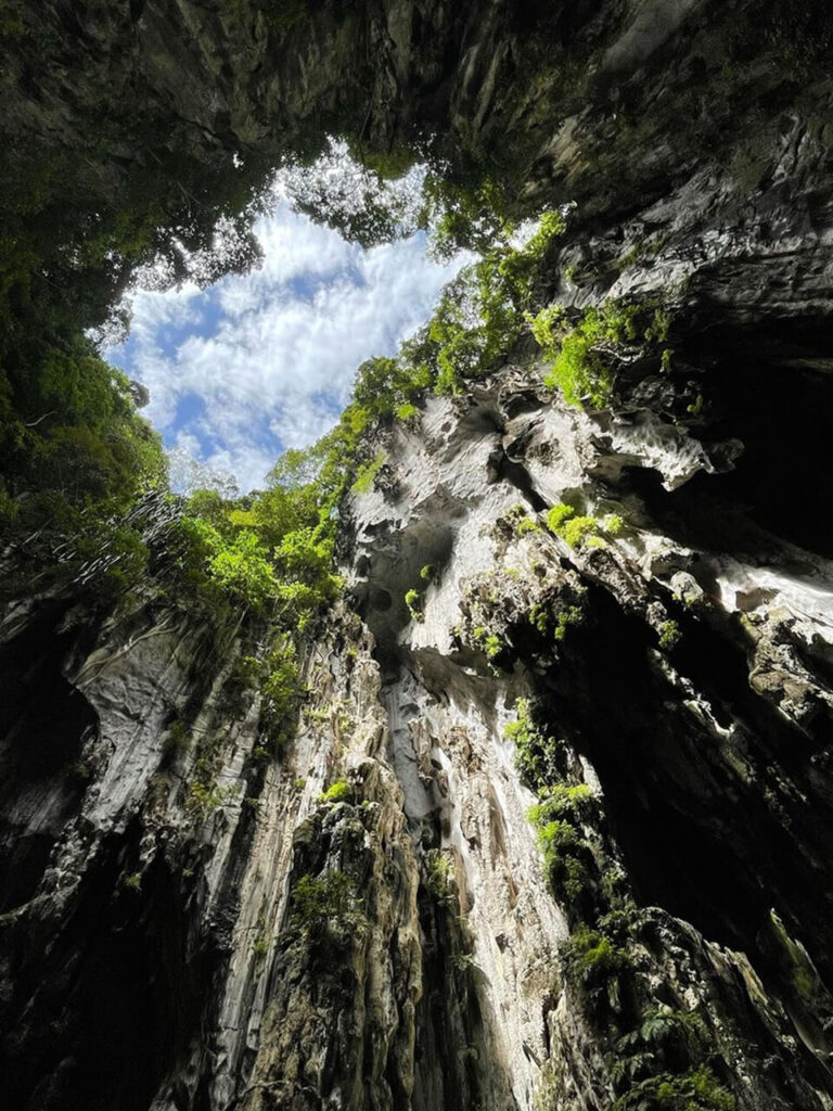 Ancient limestone formations inside Batu Caves near Kuala Lumpur