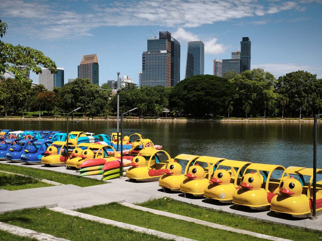 Pedal boat and kayak rentals in Benjakitti Park