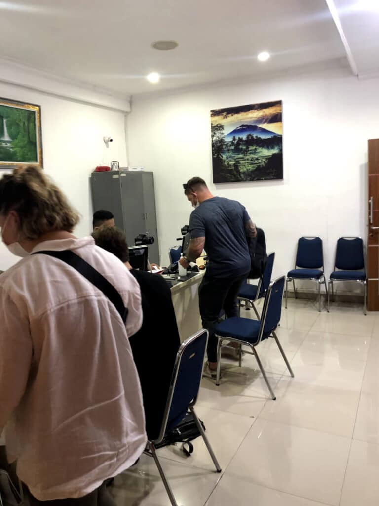 Biometrics room at Denpasar Immigration Office where VOA extension applicants provide fingerprints and photos