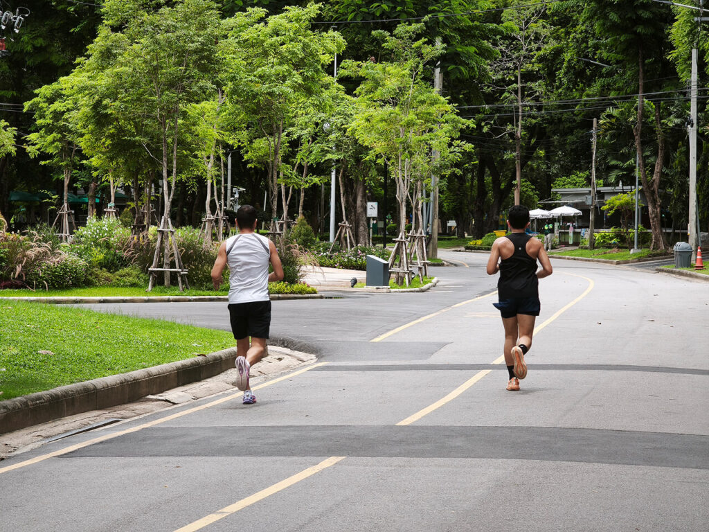 People jogging in Lumphini park