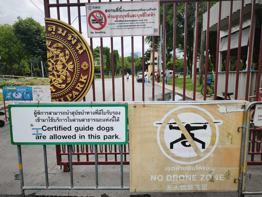 What's not allowed in the Lumphini park