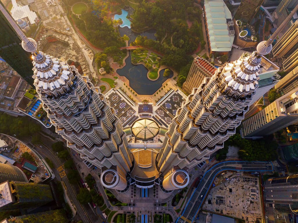 Petronas Twin Towers from above