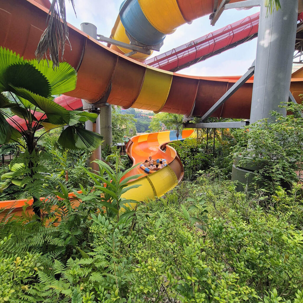 Water slides at Sunway Lagoon water park in Malaysia