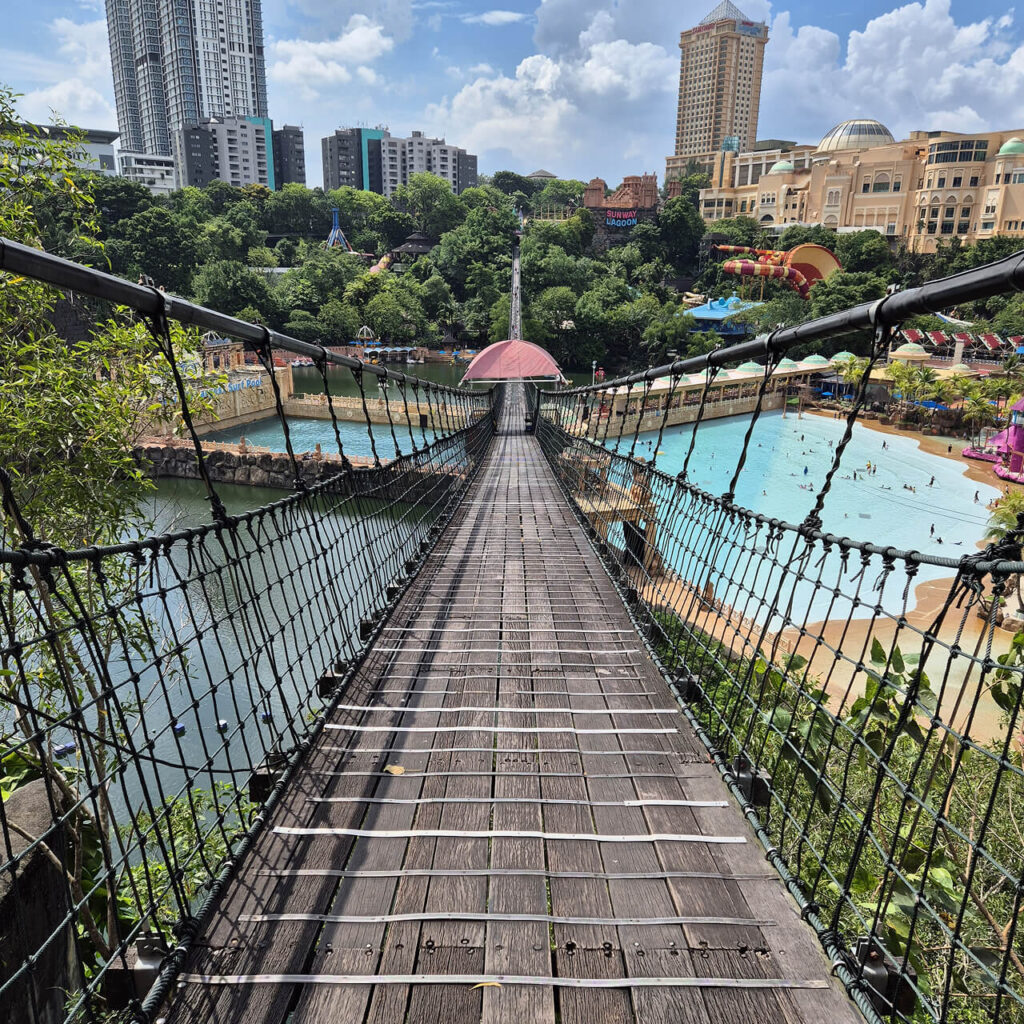 Suspension bridge at Sunway Lagoon theme park