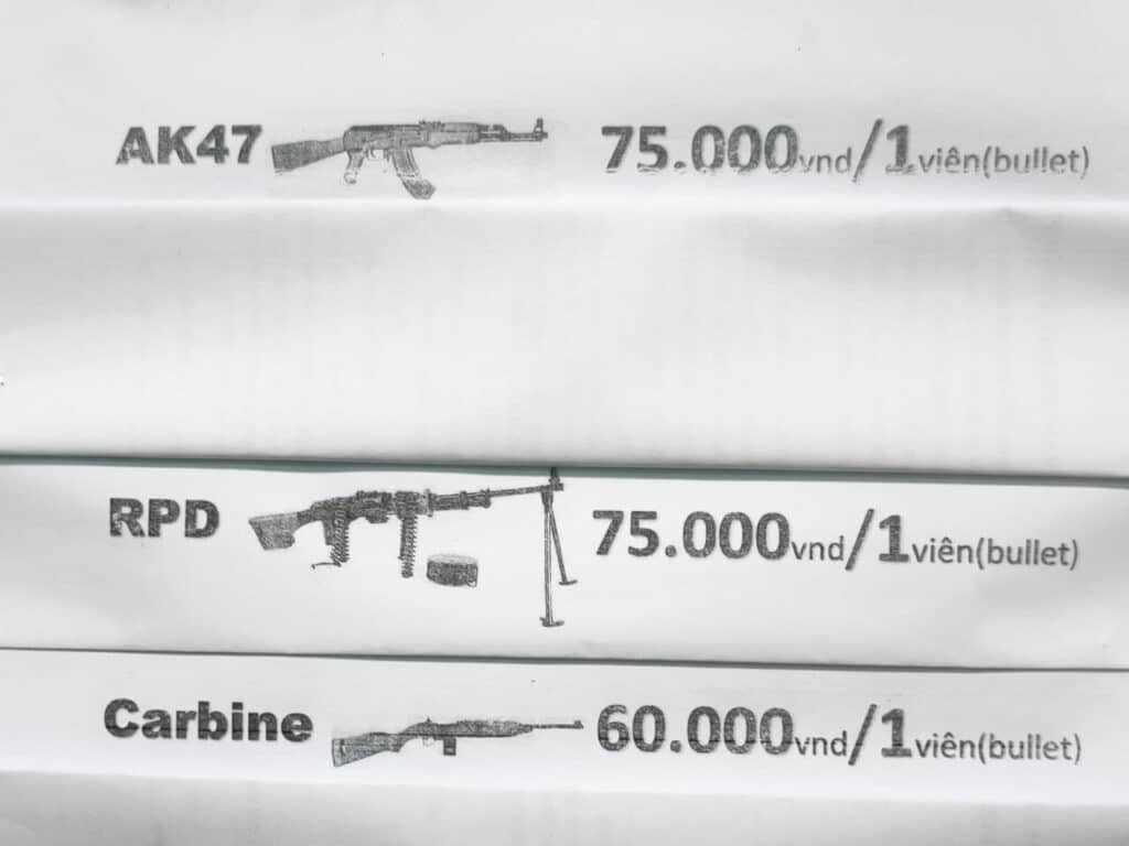 Cu Chi Tunnels Shooting Range Prices