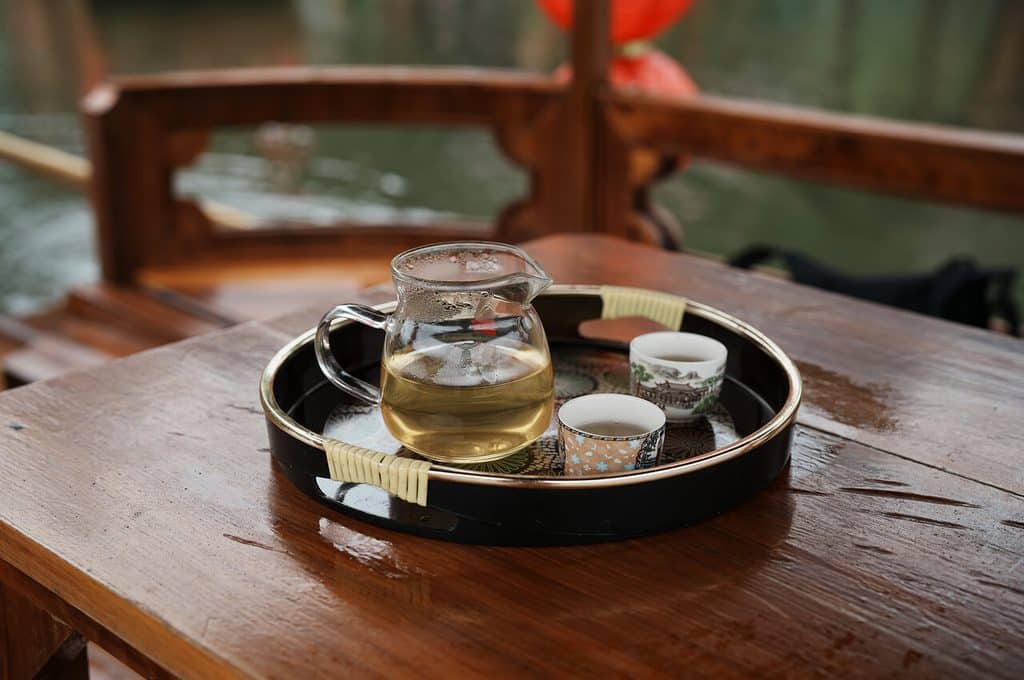 Tea ceremony on a boat in Ban Rak Thai